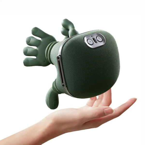 Portable Heated Shiatsu Neck & Back Massager Bionic Hand Fingers 4D Deep Tissue (Green)