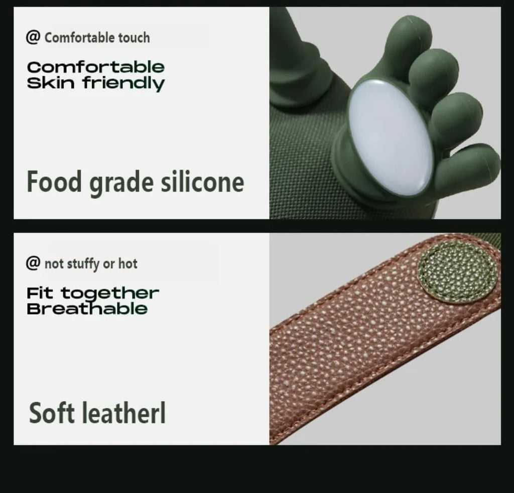 Portable Heated Shiatsu Neck & Back Massager Bionic Hand Fingers 4D Deep Tissue (Green)