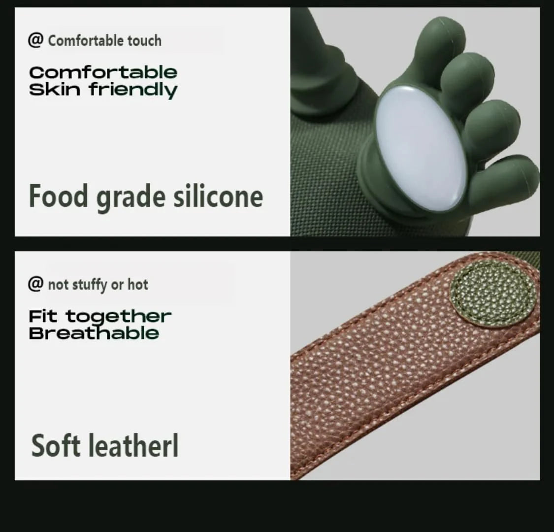 Portable Heated Shiatsu Neck & Back Massager Bionic Hand Fingers 4D Deep Tissue (Green)